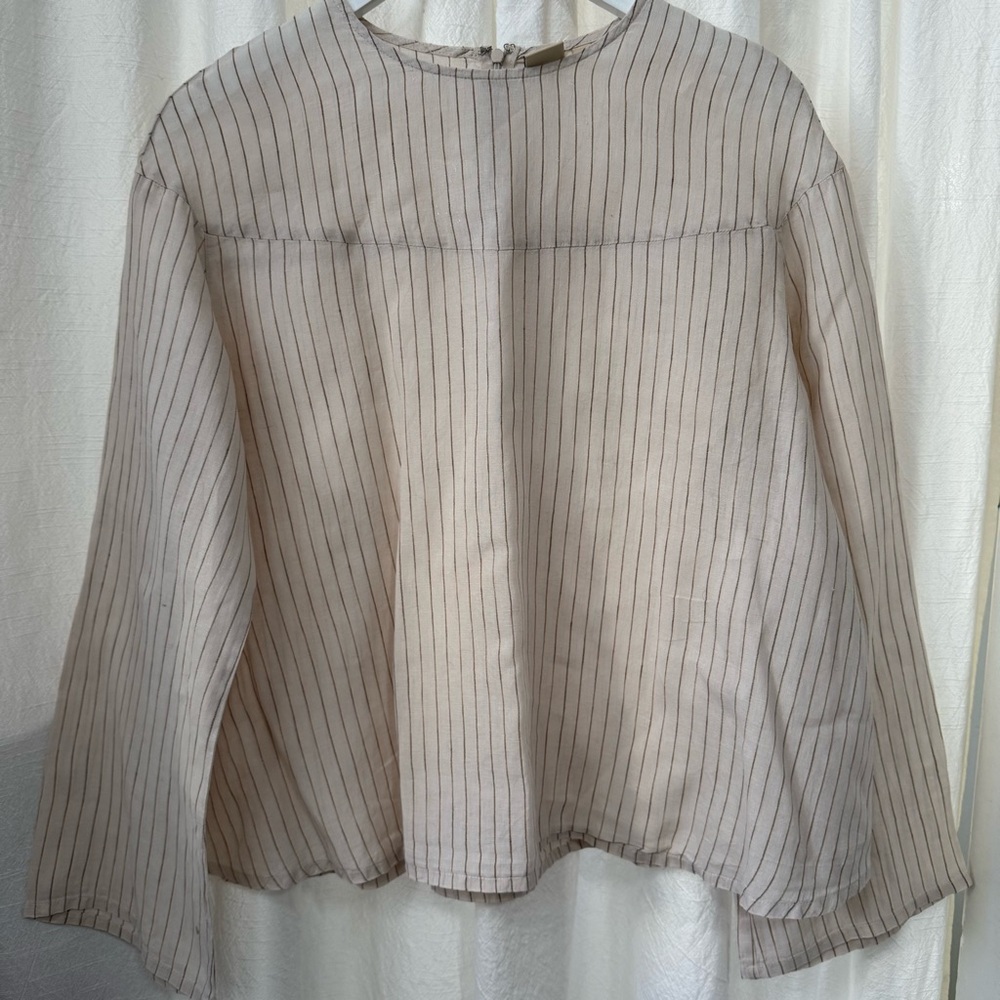 Uniqlo x Hana Tajima linen/blend Beige Striped Blouse